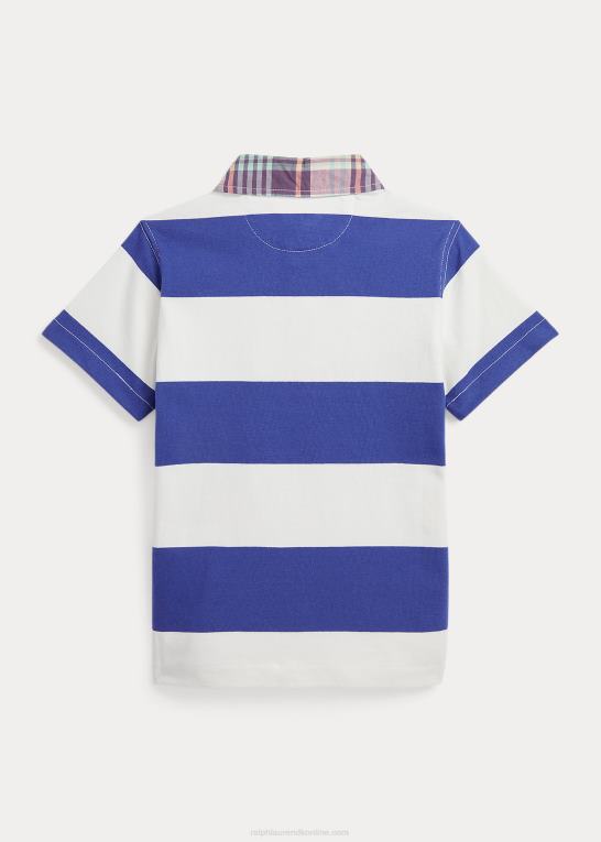 royal navy/hvid børn Ralph Lauren stribet kortærmet rugbyskjorte i bomuld Z426B9764