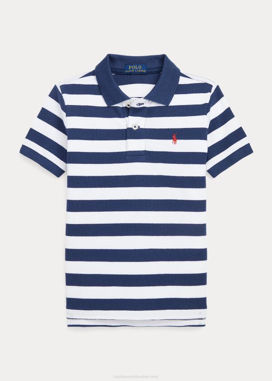 rustik marineblå/hvid børn Ralph Lauren stribet bomulds mesh poloshirt Z426B6454