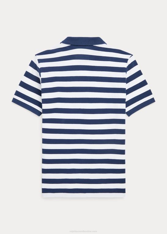 rustik marineblå/hvid børn Ralph Lauren stribet bomulds mesh poloshirt Z426B6593