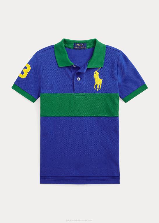 safir stjerne/grøn børn Ralph Lauren stor pony bomulds mesh poloshirt Z426B6465