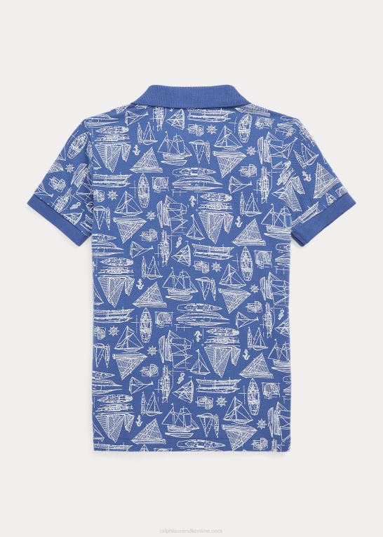 sejlende blå print børn Ralph Lauren poloshirt i bomuldsnet med sejlbådstryk Z426B6517
