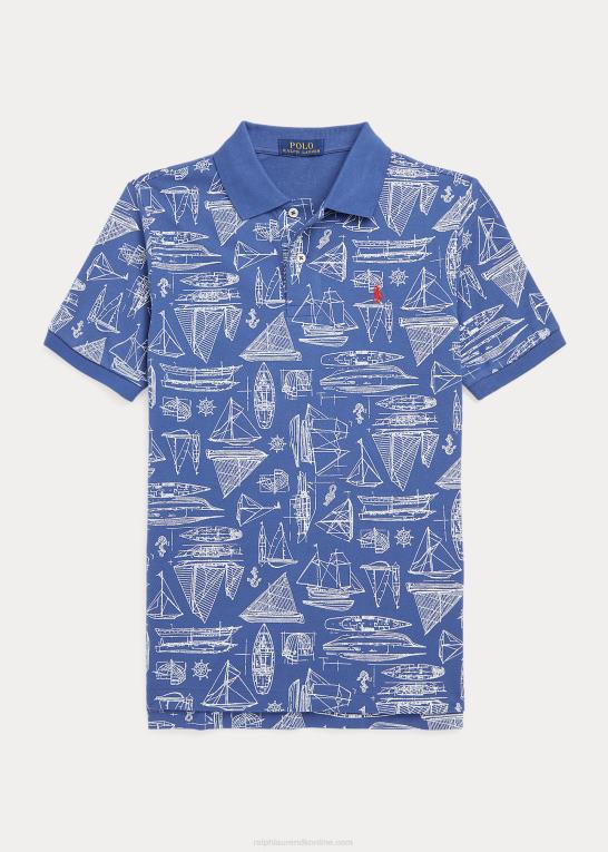 sejlende blå print børn Ralph Lauren poloshirt i bomuldsnet med sejlbådstryk Z426B6661