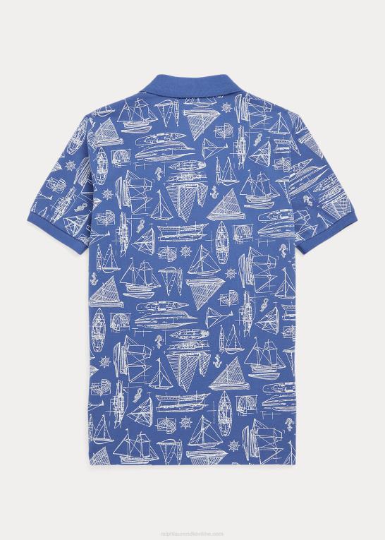 sejlende blå print børn Ralph Lauren poloshirt i bomuldsnet med sejlbådstryk Z426B6661