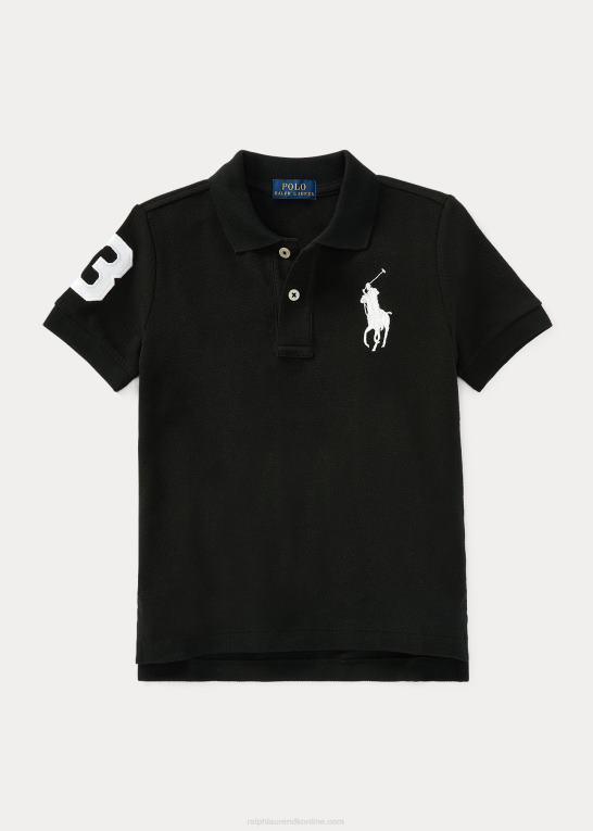 sort hvid børn Ralph Lauren stor pony bomulds mesh poloshirt Z426B5713