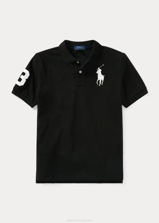 sort hvid børn Ralph Lauren stor pony bomulds mesh poloshirt Z426B6063
