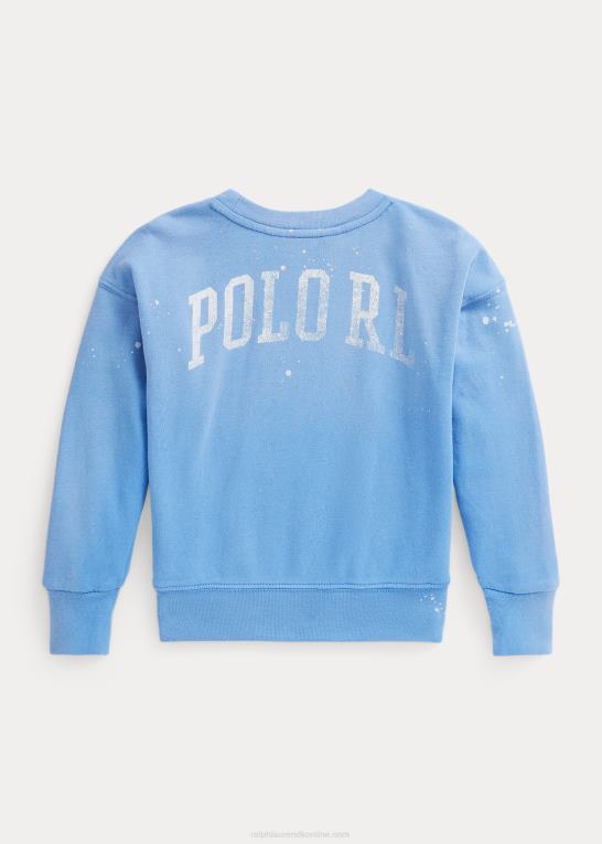 havneø blå børn Ralph Lauren maling-splatter-print spa frotté pullover Z426B6875