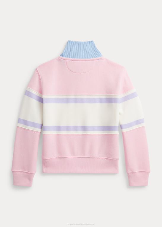 karmel pink børn Ralph Lauren trøje i terry med kvart lynlås med logo Z426B6825