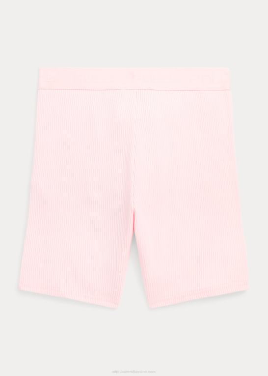 akacie lyserød børn Ralph Lauren ribbet bikershort i bomuldsblanding Z426B7506