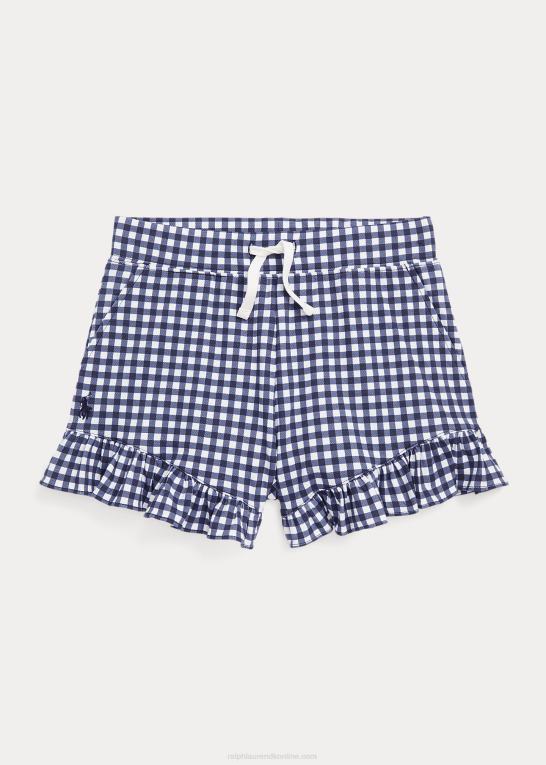 blå gingham børn Ralph Lauren gingham flæser stretch mesh kort Z426B7187