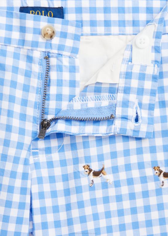 blå gingham børn Ralph Lauren lige pasform plaid flex abrasion kort Z426B5832
