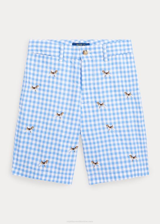 blå gingham børn Ralph Lauren lige pasform plaid flex abrasion kort Z426B6189