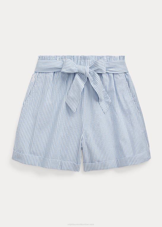 blå/hvid børn Ralph Lauren bælte bomuld seersucker papirpose kort Z426B7139