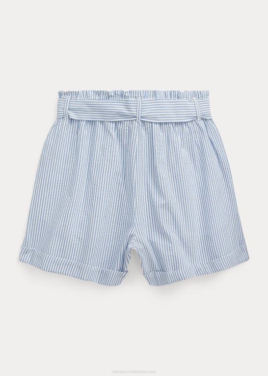 blå/hvid børn Ralph Lauren bælte bomuld seersucker papirpose kort Z426B7139