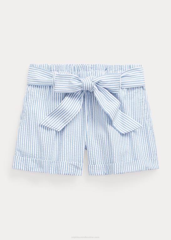 blå/hvid børn Ralph Lauren bomuld seersucker kort Z426B9961