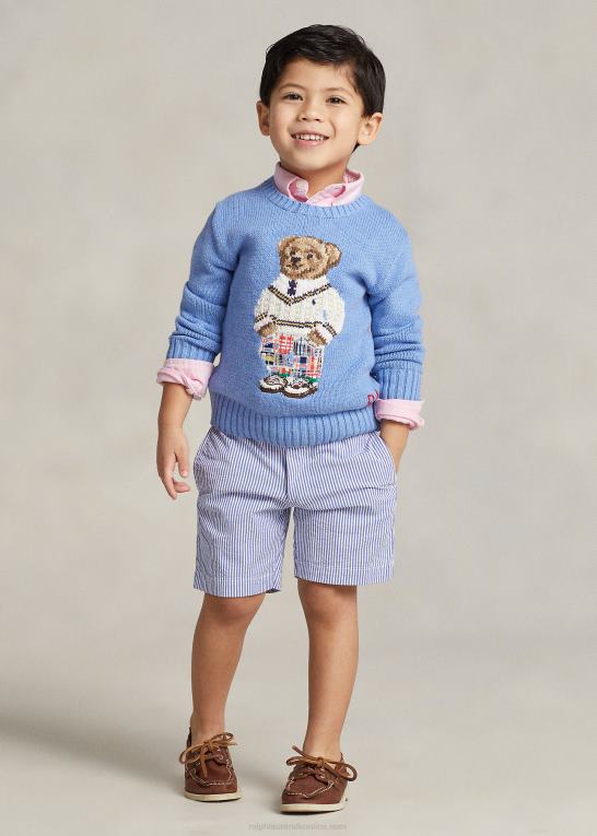 blå seersucker børn Ralph Lauren stretch bomuld seersucker short Z426B5659