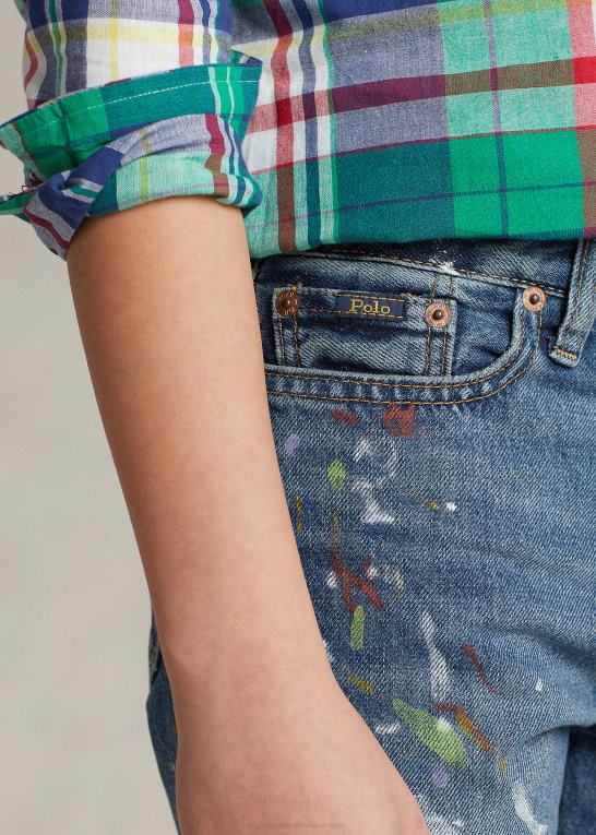 heins vask børn Ralph Lauren maling-splatter sullivan slim denim short Z426B5997