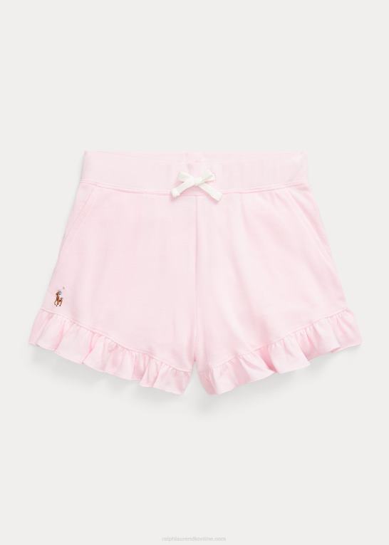 karmel pink børn Ralph Lauren kort bomuldsnet med flæser Z426B7181