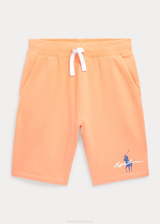 lys orange børn Ralph Lauren stor pony logo fleece kort Z426B6097