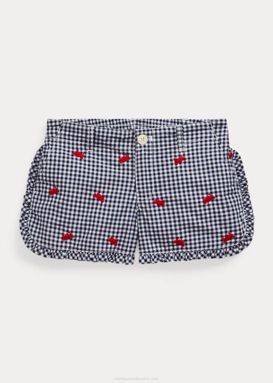 raffineret marineblå/hvid børn Ralph Lauren krabbe ginham bomuld poplin short Z426B6863