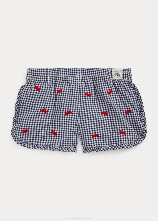 raffineret marineblå/hvid børn Ralph Lauren krabbe ginham bomuld poplin short Z426B6863