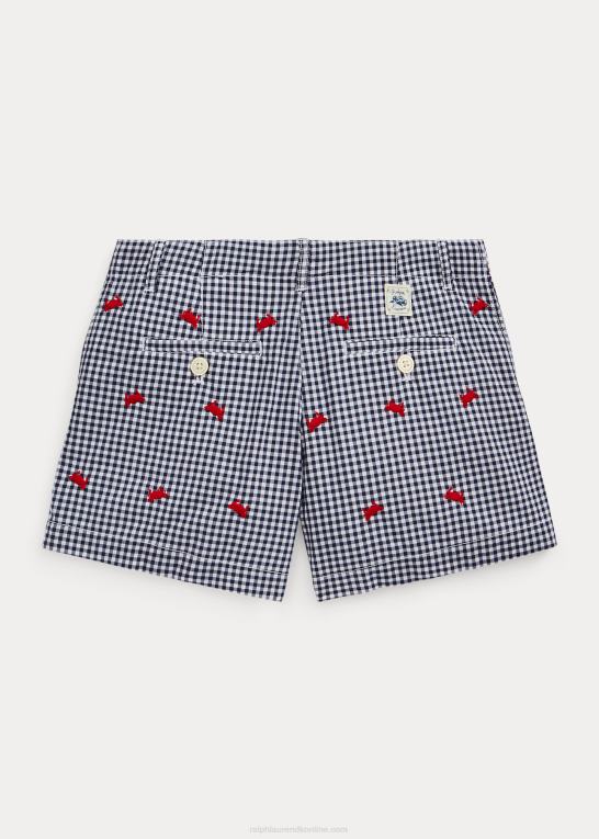 raffineret marineblå/hvid børn Ralph Lauren krabbe ginham bomuld poplin short Z426B7155