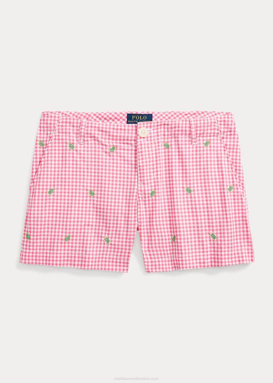 ørken pink/hvid børn Ralph Lauren skildpadde gingham bomuld poplin short Z426B7167