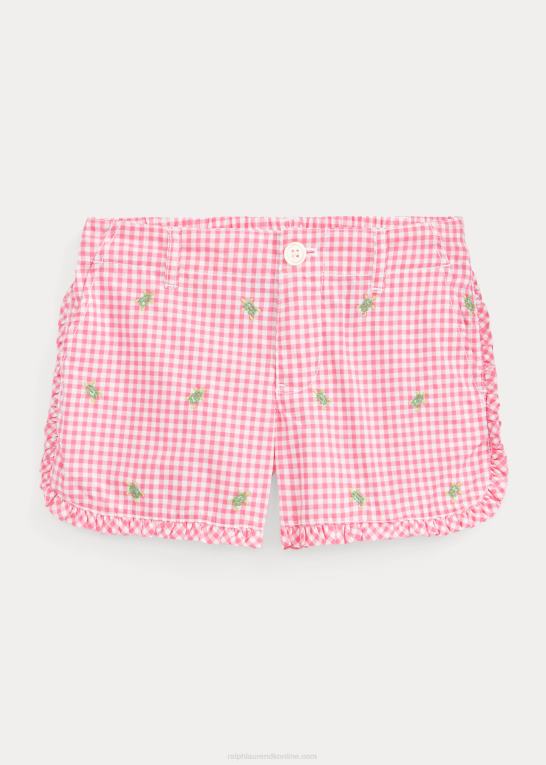 ørken pink/hvid børn Ralph Lauren skildpadde gingham bomuld poplin short Z426B9972