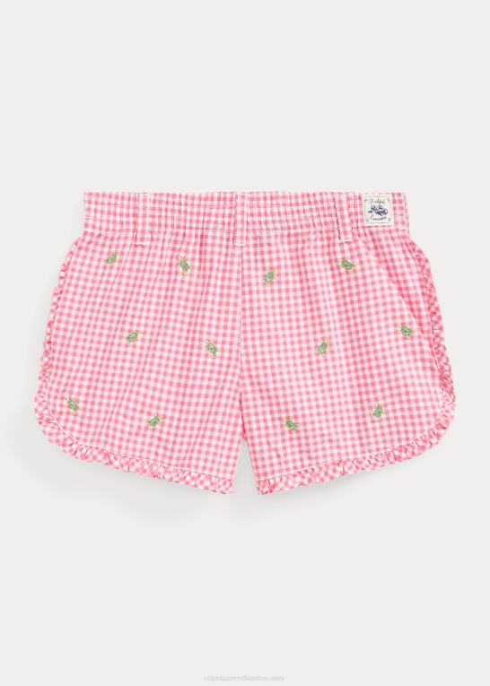 ørken pink/hvid børn Ralph Lauren skildpadde gingham bomuld poplin short Z426B9972