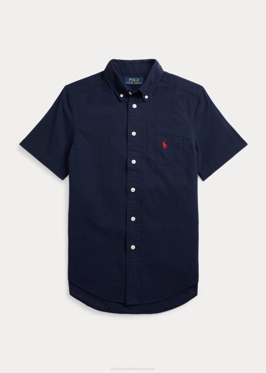astoria flåde børn Ralph Lauren bomuld seersucker kortærmet skjorte Z426B6587