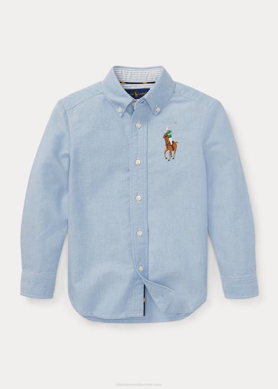 blå børn Ralph Lauren stor pony bomuld oxford skjorte Z426B5939