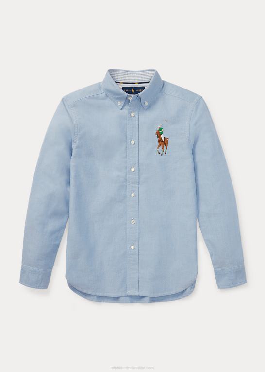 blå børn Ralph Lauren stor pony bomuld oxford skjorte Z426B6307