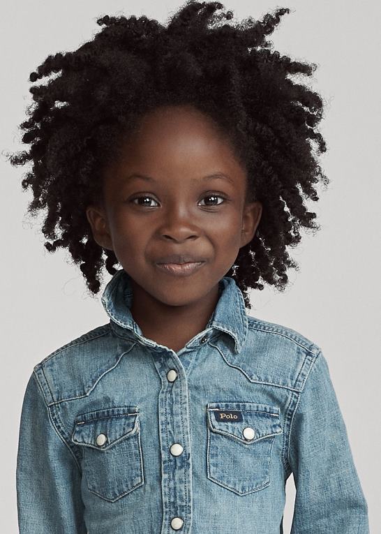 blå børn Ralph Lauren westernskjorte i denim i bomuld Z426B6735