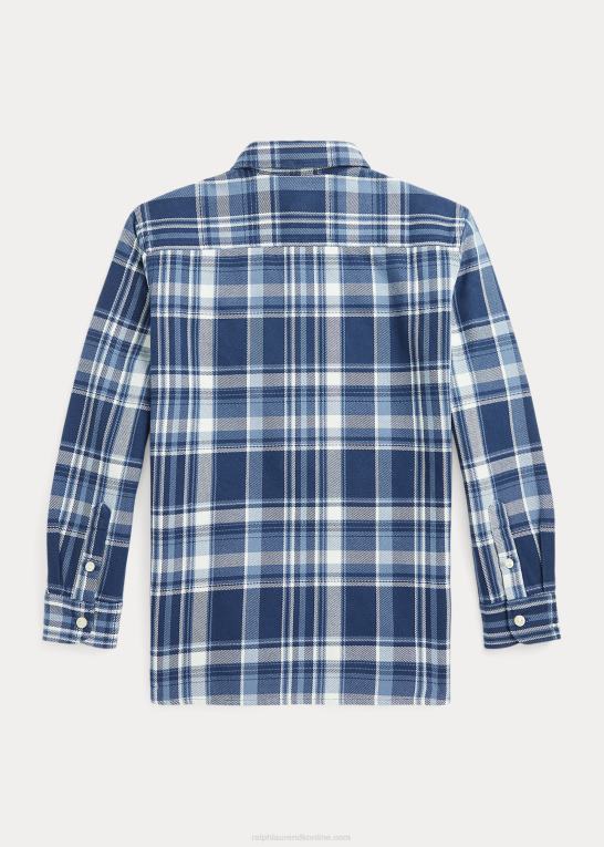 blå/creme multi børn Ralph Lauren plaid trøje i bomuldstwill Z426B7606
