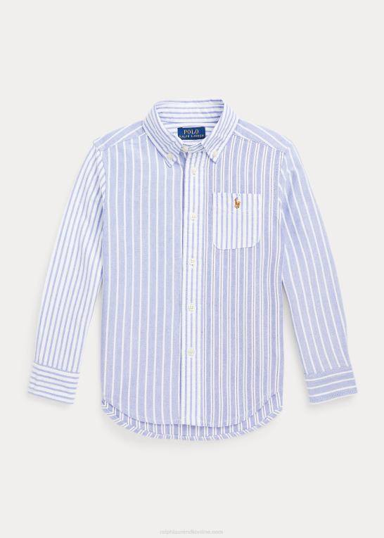 blå funshirt børn Ralph Lauren stribet oxford sjov skjorte i bomuld Z426B6506