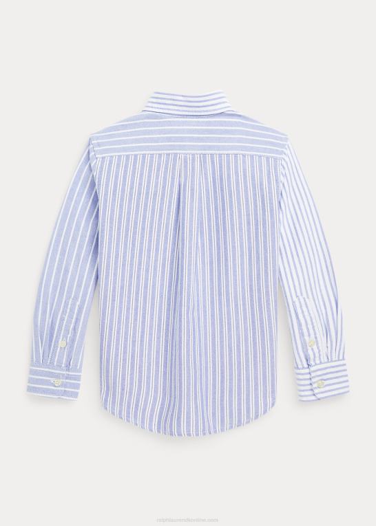 blå funshirt børn Ralph Lauren stribet oxford sjov skjorte i bomuld Z426B6506