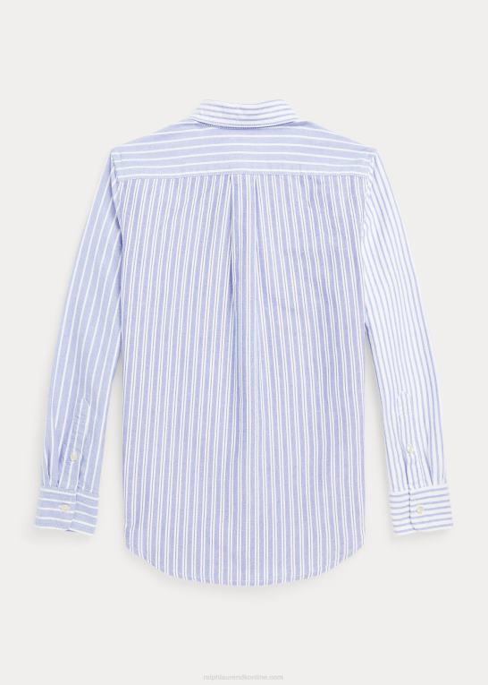 blå funshirt børn Ralph Lauren stribet oxford sjov skjorte i bomuld Z426B6643