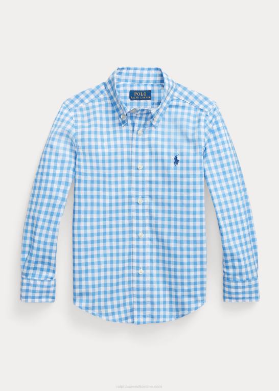 blå/hvid børn Ralph Lauren gingham bomuld poplin skjorte Z426B6424