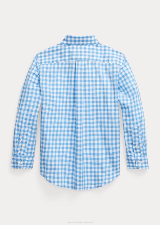 blå/hvid børn Ralph Lauren gingham bomuld poplin skjorte Z426B6424