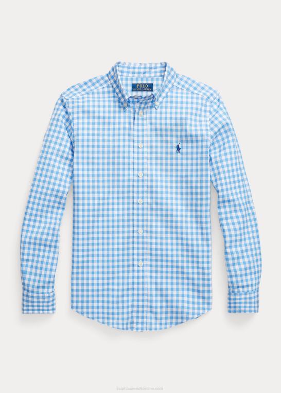 blå/hvid børn Ralph Lauren gingham bomuld poplin skjorte Z426B6598