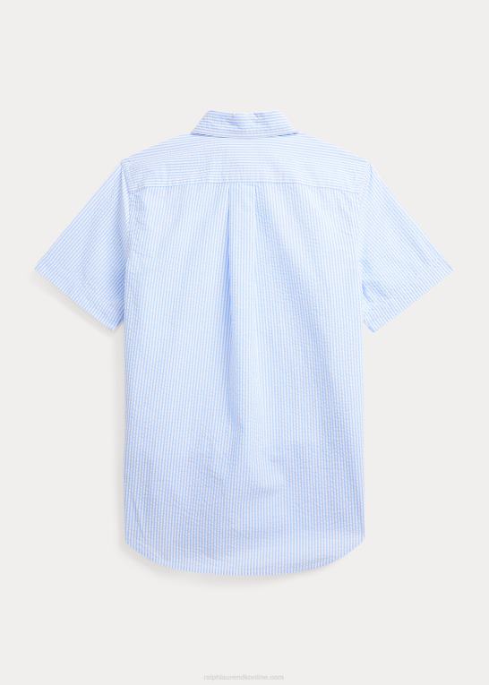 blå/hvid børn Ralph Lauren stribet seersucker kortærmet skjorte Z426B6594