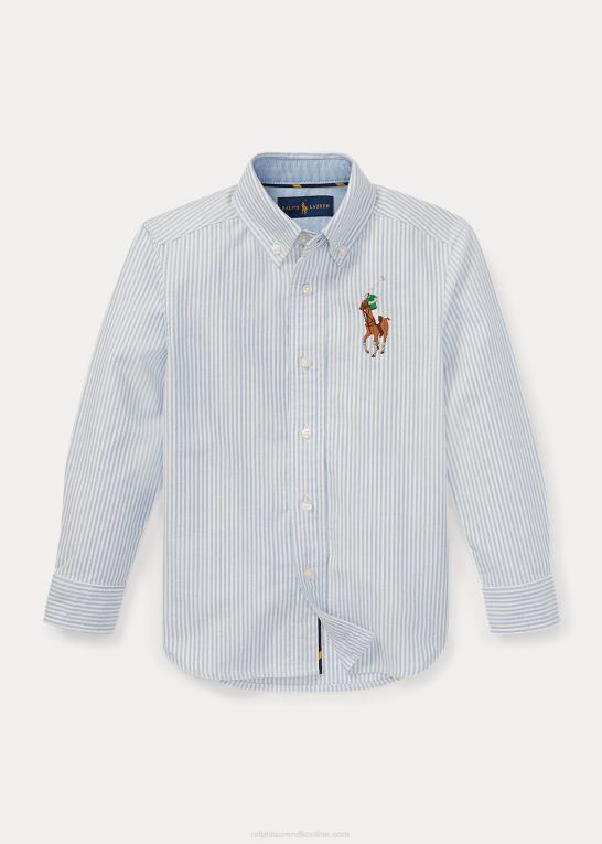 blå/hvid stribe børn Ralph Lauren stor ponystribet oxfordskjorte Z426B5940