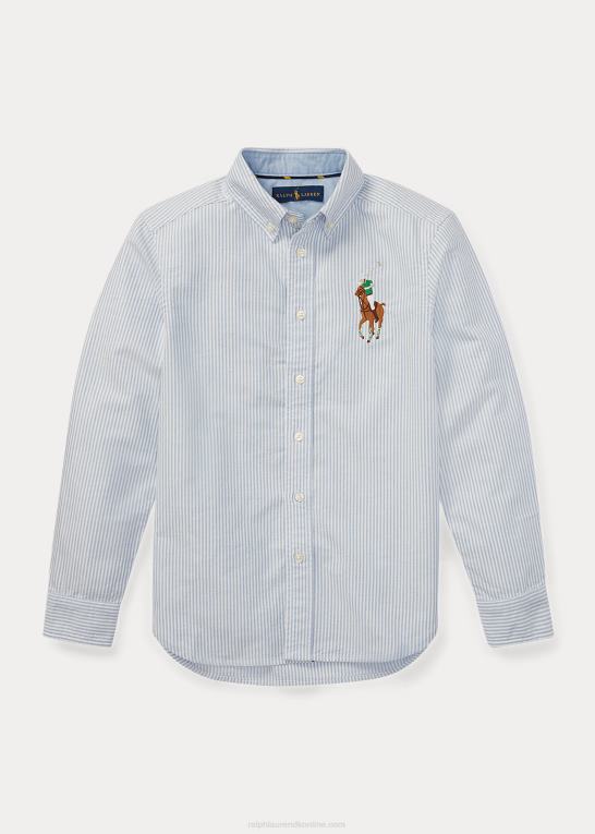 blå/hvid stribe børn Ralph Lauren stor ponystribet oxfordskjorte Z426B6308