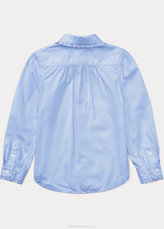 blå hyacint børn Ralph Lauren Oxford skjorte med flæser i bomuld Z426B6948