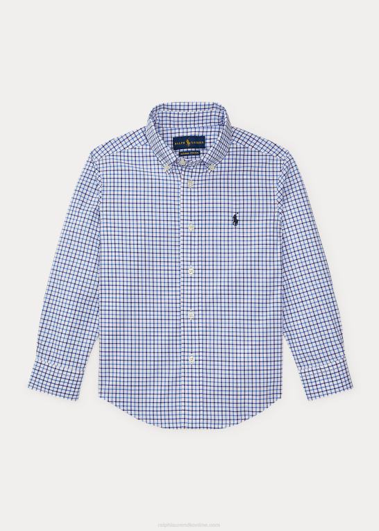 blå multi børn Ralph Lauren plaid bomuld poplin skjorte Z426B5937