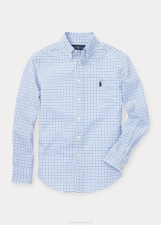 blå multi børn Ralph Lauren plaid bomuld poplin skjorte Z426B6060