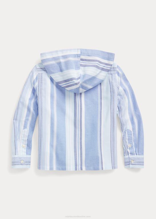 blå multi børn Ralph Lauren stribet oxford hættetrøje i bomuld Z426B6475