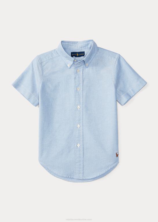 bsr blå børn Ralph Lauren blake oxford kortærmet uniformsskjorte Z426B5867