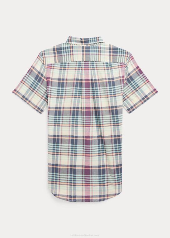 creme/marine multi børn Ralph Lauren indigo bomuld madras kortærmet skjorte Z426B6108