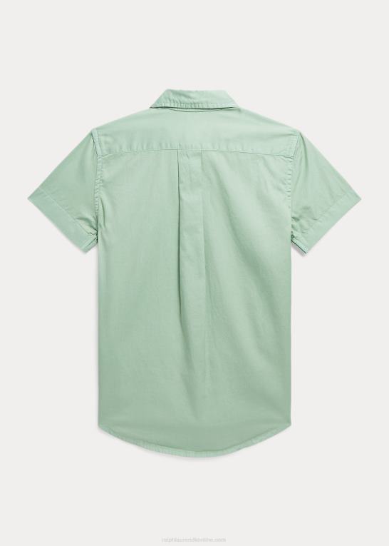 falmet mynte børn Ralph Lauren kortærmet skjorte i bomuldstwill Z426B5745