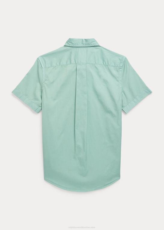 falmet mynte børn Ralph Lauren kortærmet skjorte i bomuldstwill Z426B6091